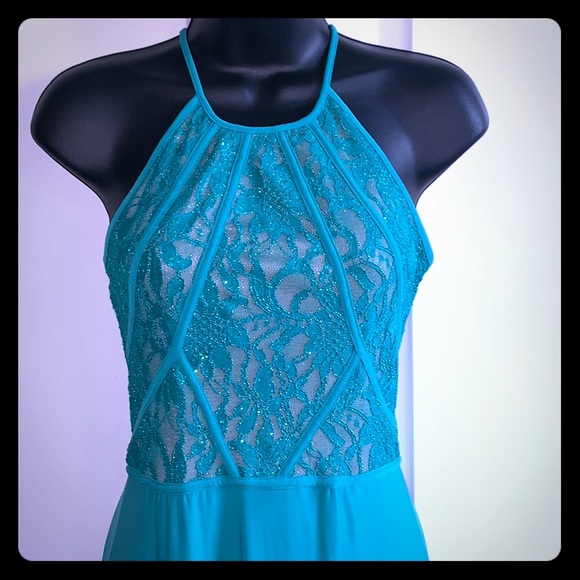 Shimmery Lace Bodice Formal Gown - Picture 2 of 4